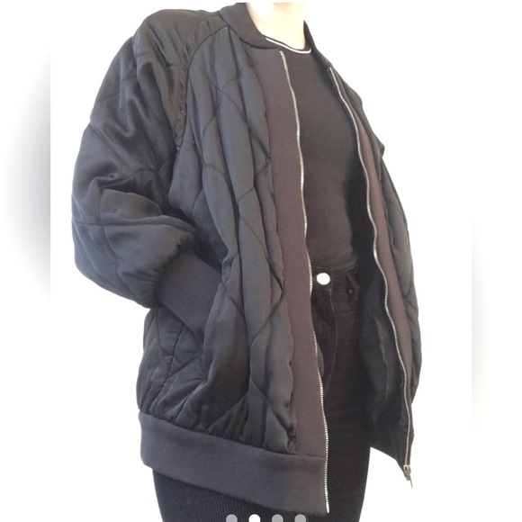 Zara Black Quilted Jacket, Medium, lightweight, oversized Spring Coat Streetwear - Picture 1 of 7
